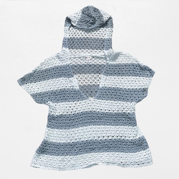 Mossimo Supply Co. Sweaters - SOLD grey and white striped knit short sleeve low cut sweater hood mossimo XXL